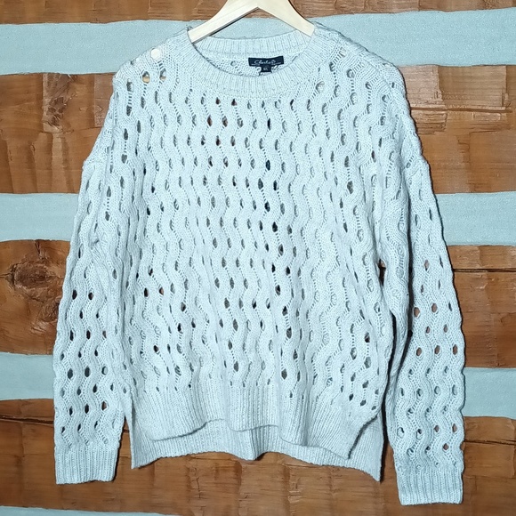 New Charlie crew neck open stitch plushy cozy soft stylish almond cream Large - Picture 2 of 9